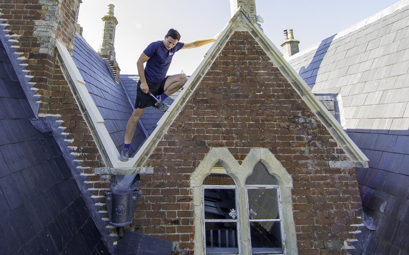 Leighton working on a pitched roof
